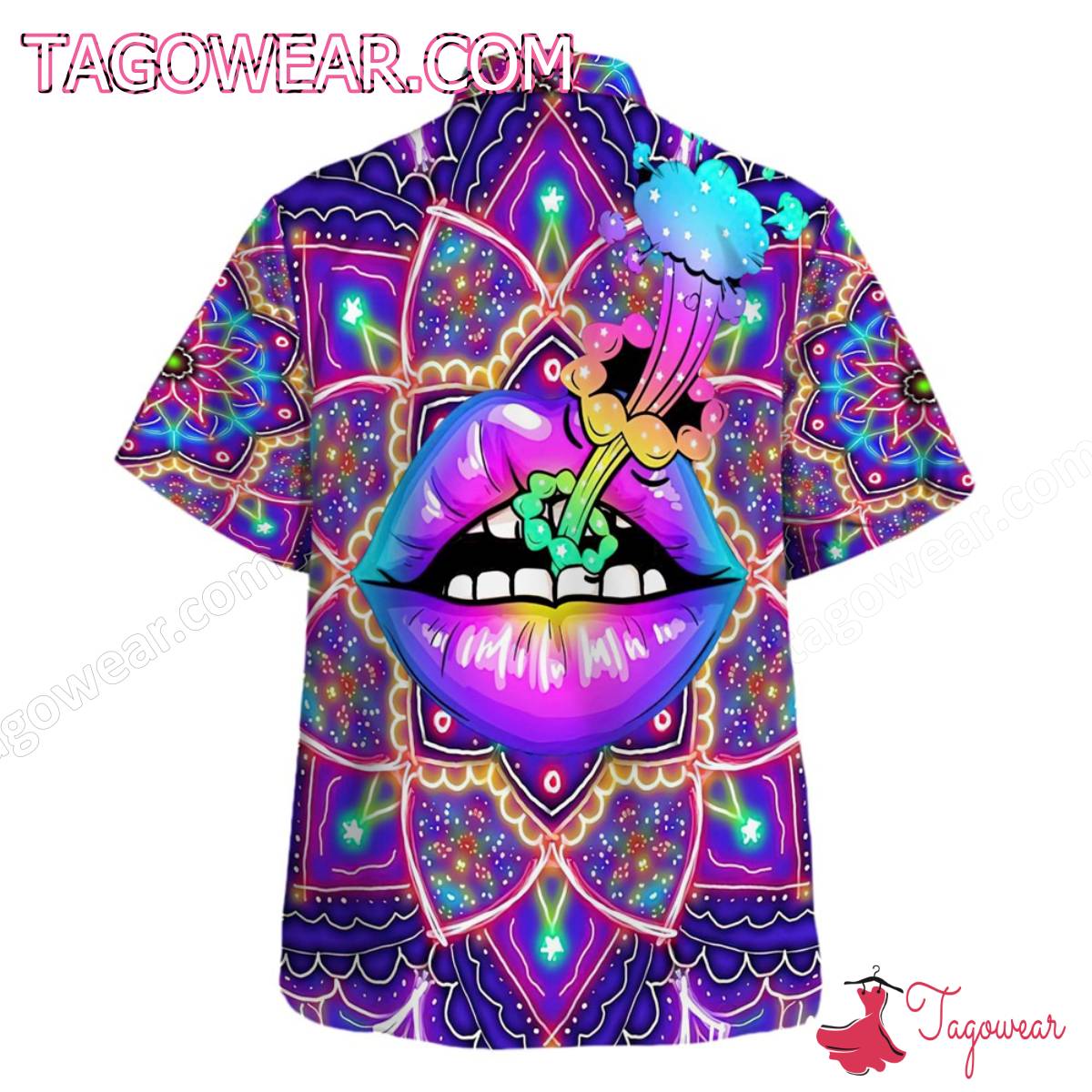 Lip Mandala Flower Hippie Colorful Hawaiian Shirt a