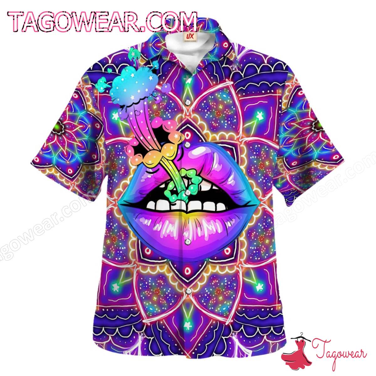Lip Mandala Flower Hippie Colorful Hawaiian Shirt