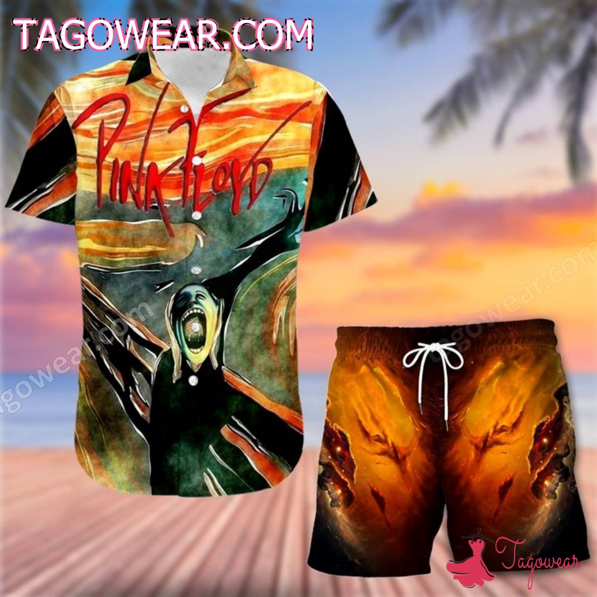 Pink Floyd The Scream Painting Hawaiian Shirt And Shorts