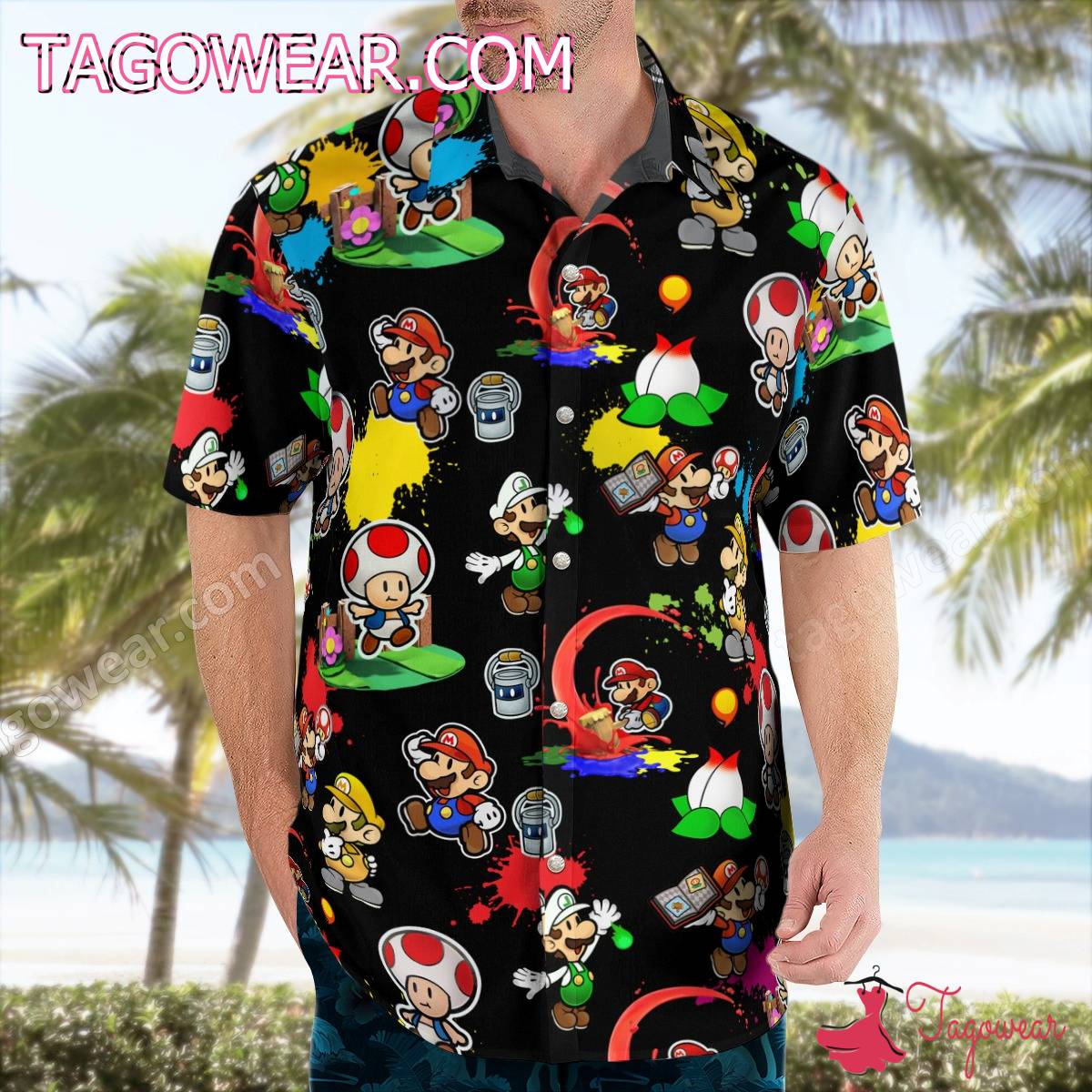 Super Mario Playing With Color Hawaiian Shirt