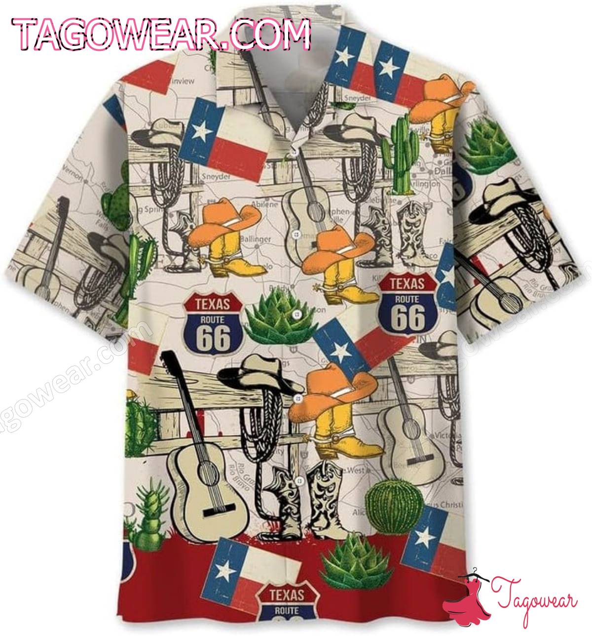 Texas Route 66 Texas Things Hawaiian Shirt - Tagowear