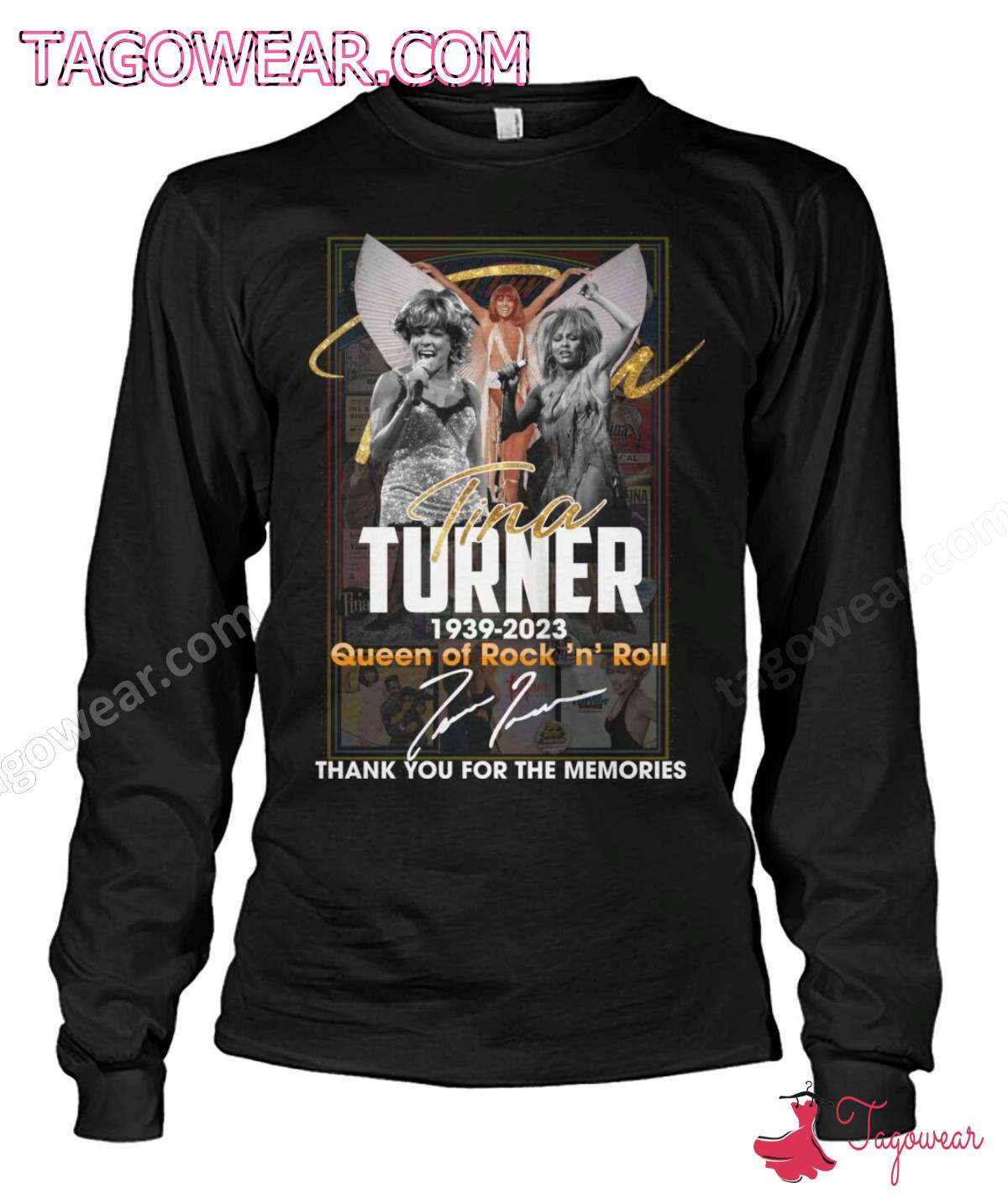 Tina Turner 1939-2023 Queen Of Rock 'n' Roll Signature Thank You For The Memories Shirt a