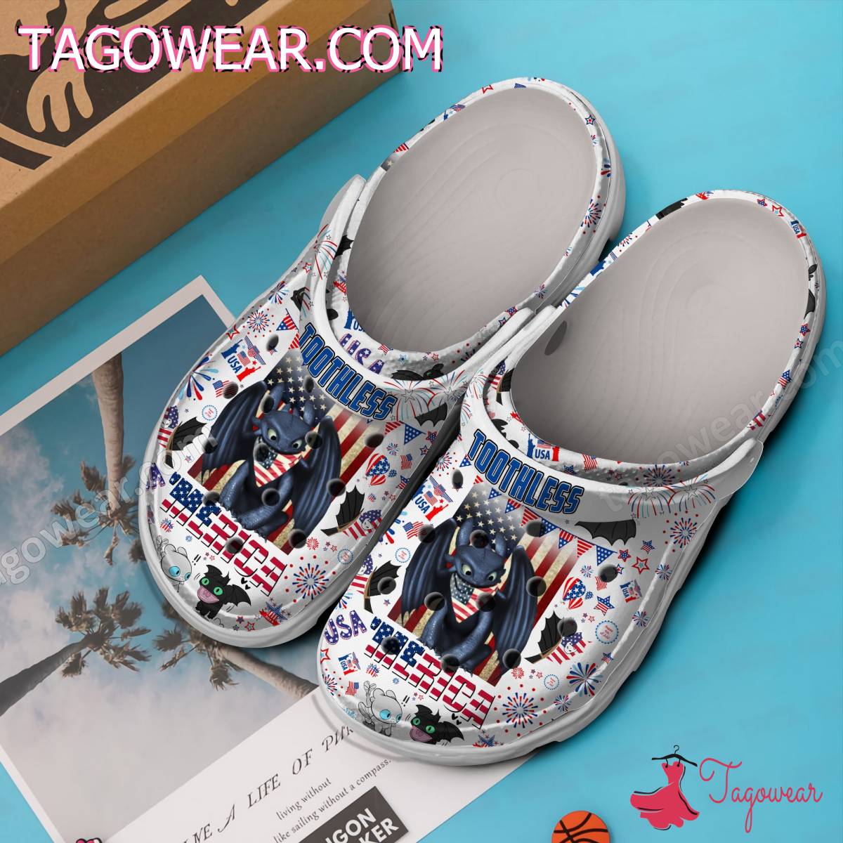 Toothless 'merica Happy 4th Of July Crocs Clogs - Tagowear