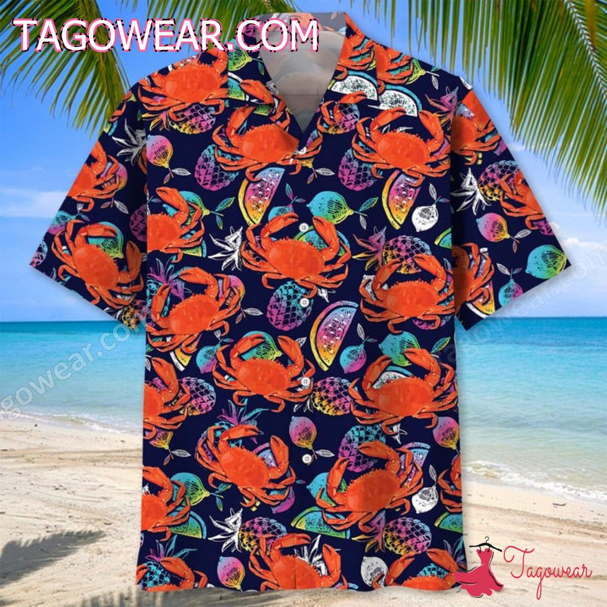 Crab And Multicolor Fruits Hawaiian Shirt