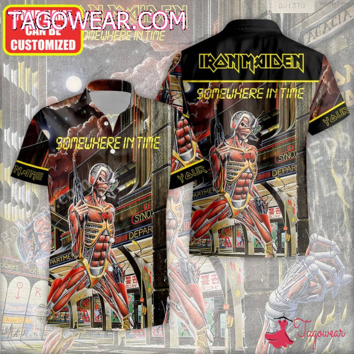 Iron Maiden Somewhere In Time Album Cover Personalized Hawaiian Shirt