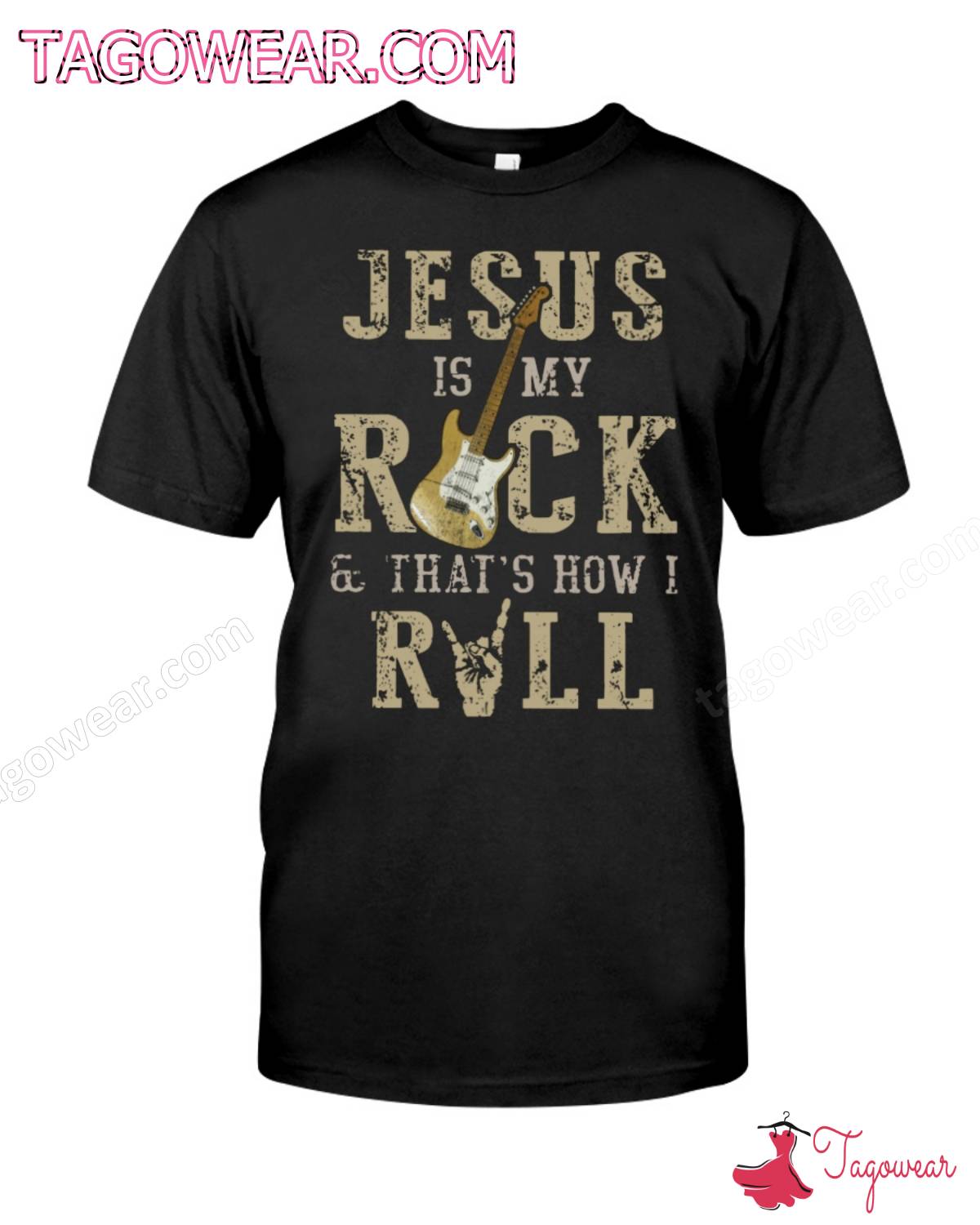 Jesus Is My Rock And That's How I Roll Guitar Shirt