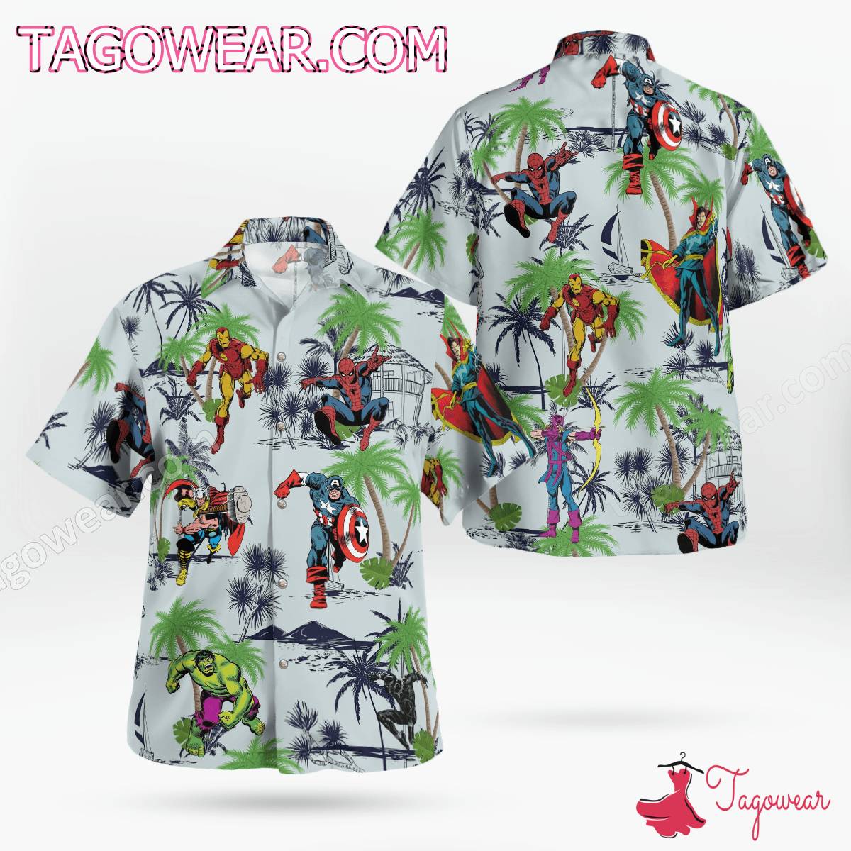 Marvel Superheroes Tropical Palm Tree Hawaiian Shirt