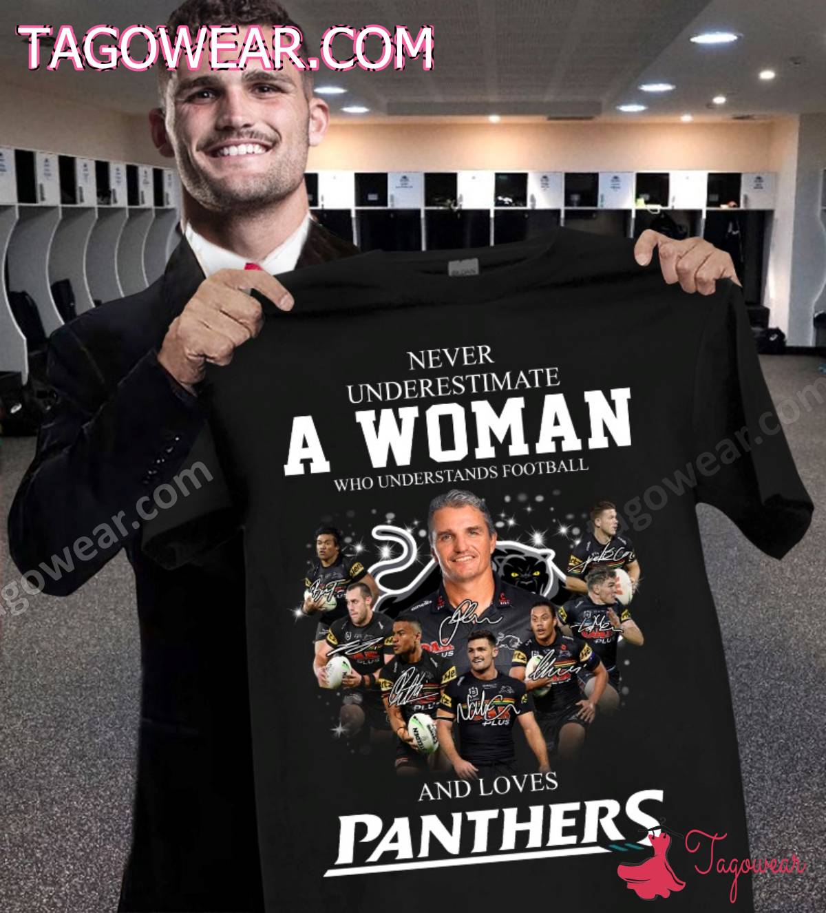 Never Underestimate A Woman Who Understands Football And Loves Penrith Panthers Signatures Shirt