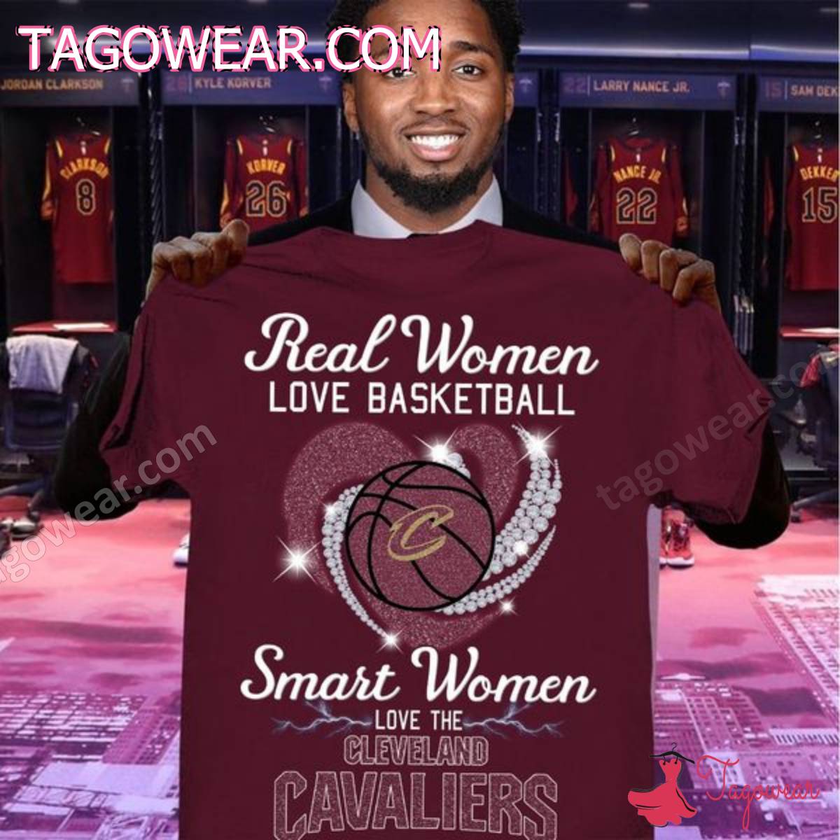 Real Women Love Basketball Smart Women Love The Cleveland Cavaliers Glitter Heart Shirt