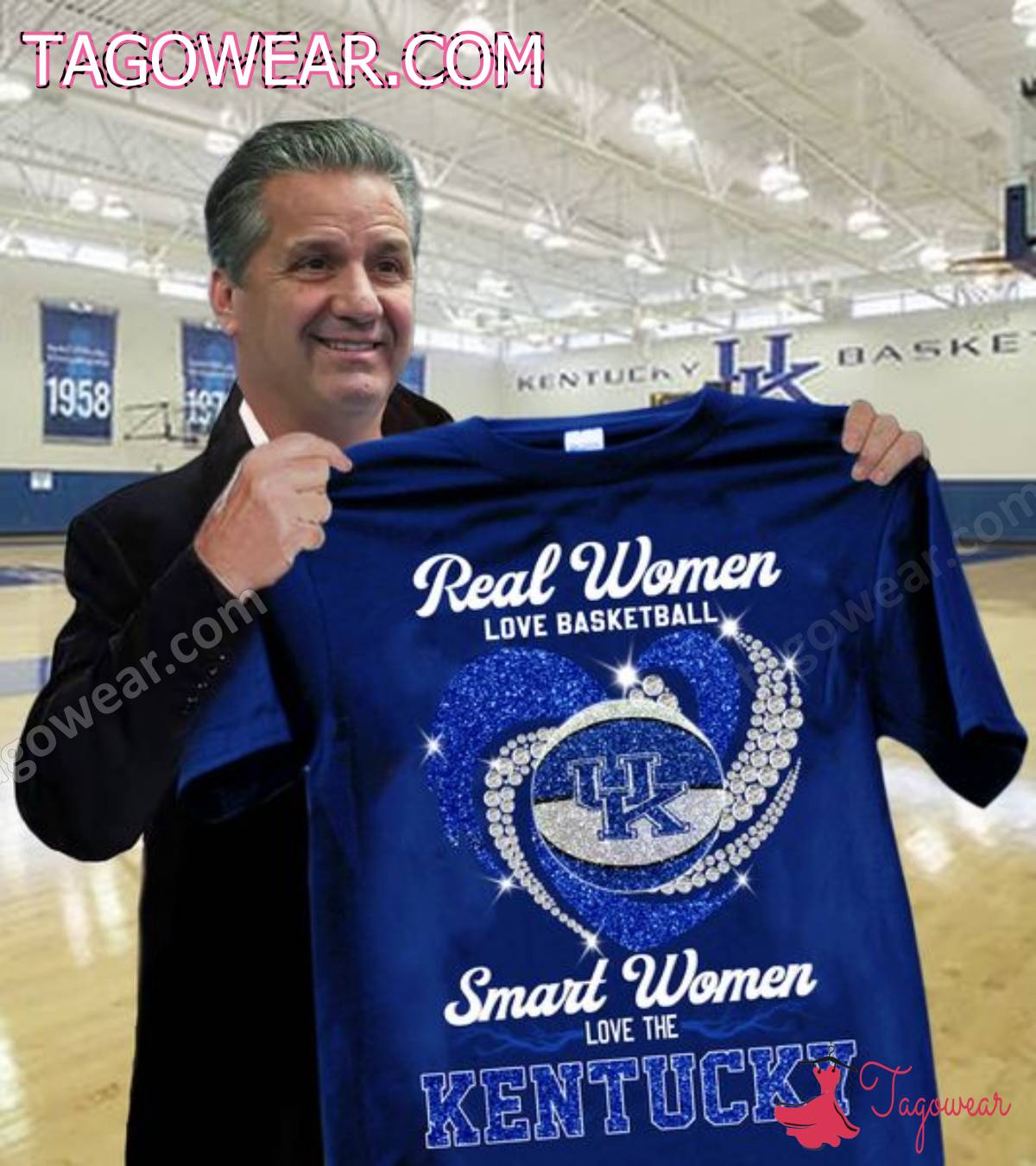 Real Women Love Basketball Smart Women Love The Kentucky Wildcats Glitter Heart Shirt