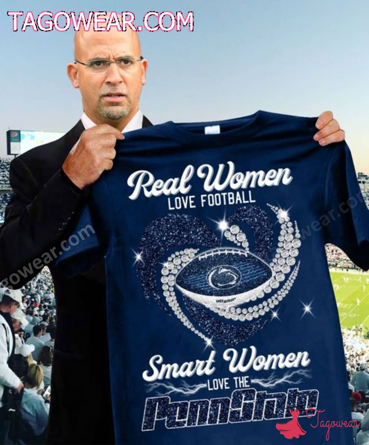 Real Women Love Football Smart Women Love The Penn State Glitter Heart Shirt