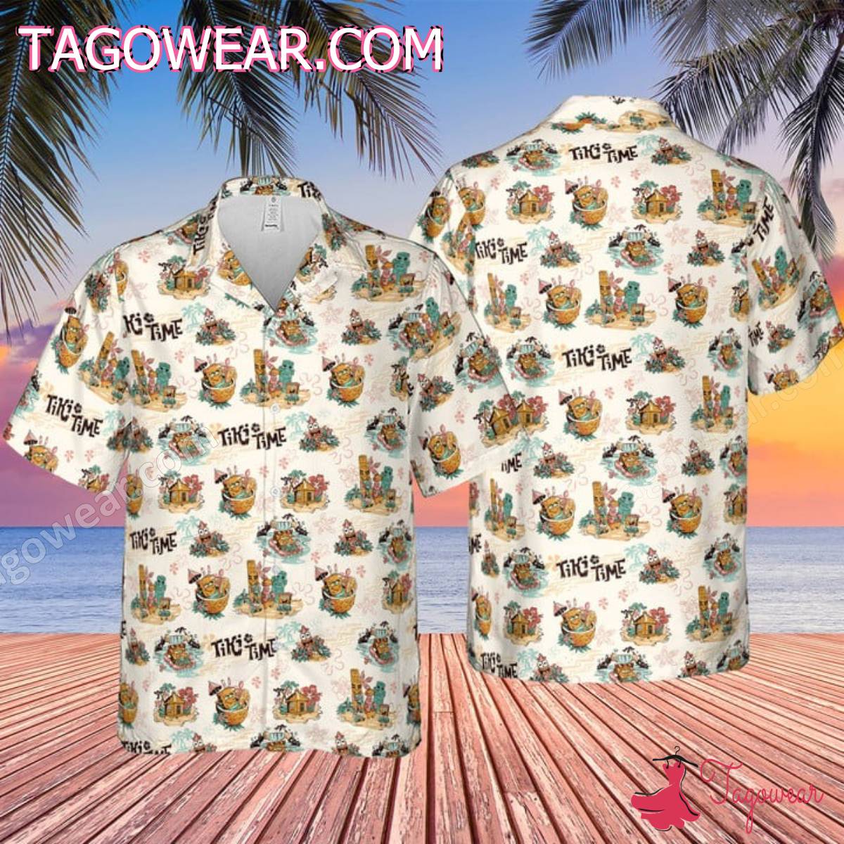 Spongebob Squarepants Patrick And Squidward Tiki Times Hawaiian Shirt