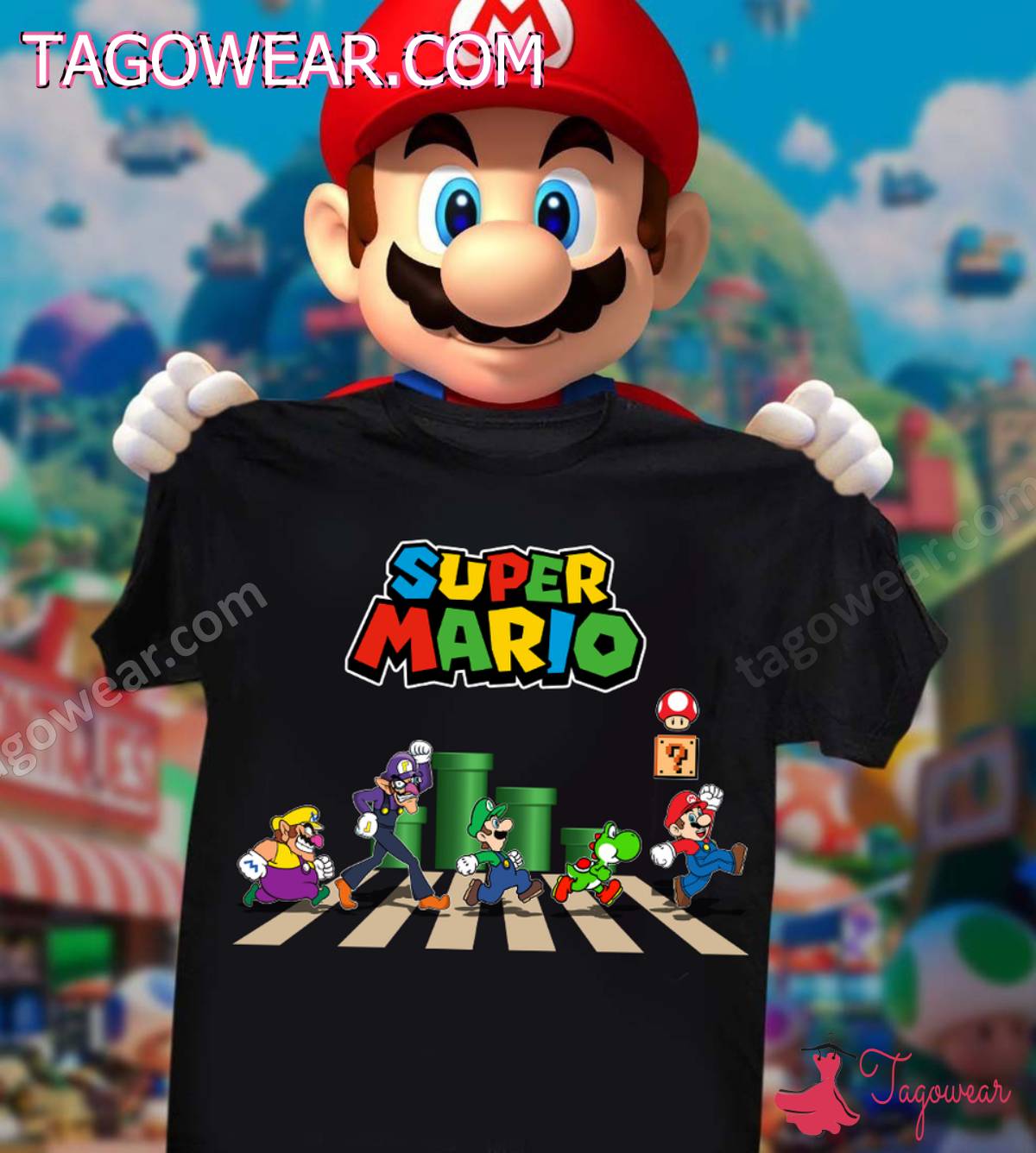 Super Mario Characters On Road Shirt