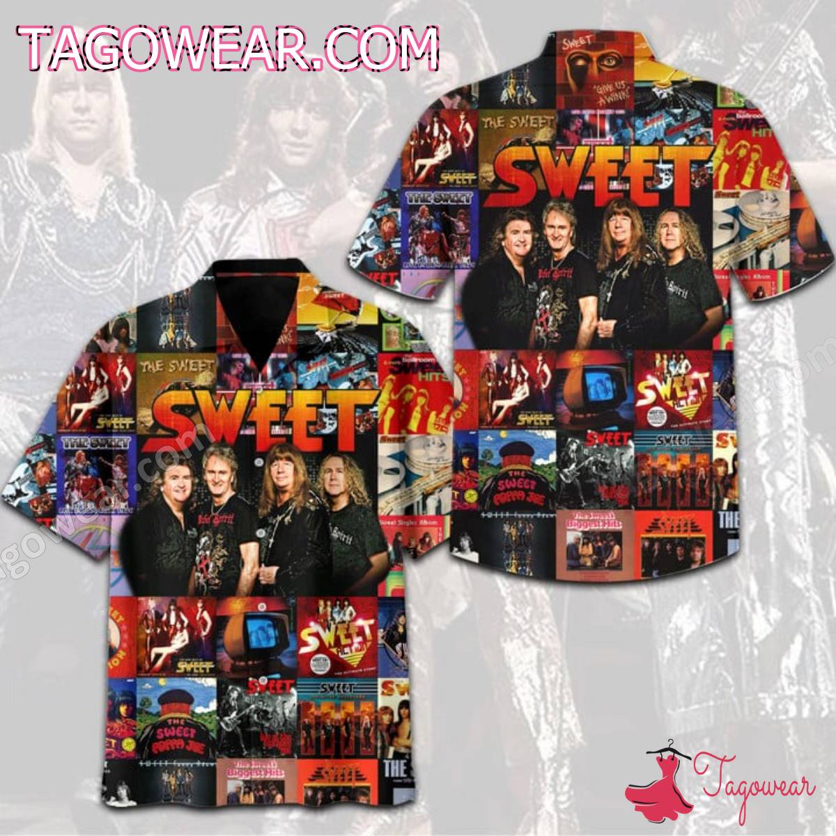 Sweet Rock Band Album Covers Collage Hawaiian Shirt