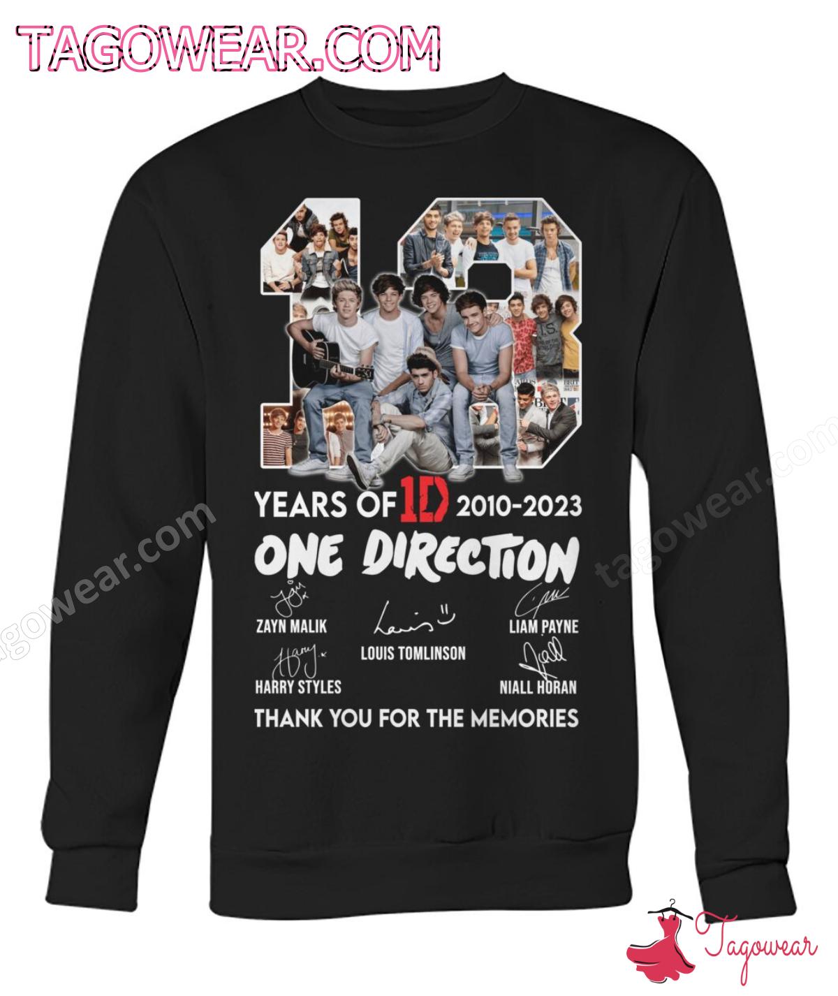 13 Years Of One Direction 2010-2023 Signatures Thank You For The Memories Shirt c