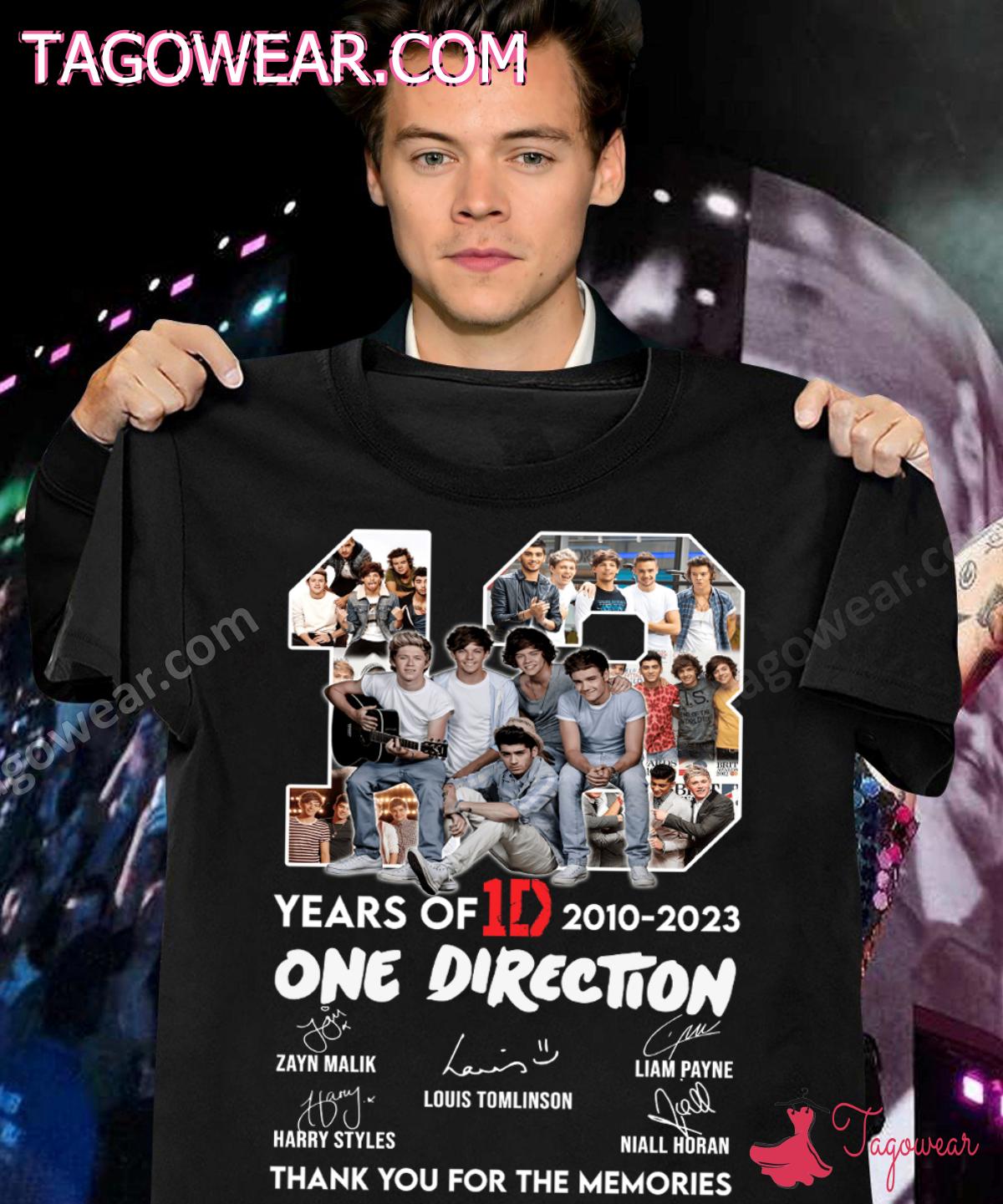 13 Years Of One Direction 2010-2023 Signatures Thank You For The Memories Shirt
