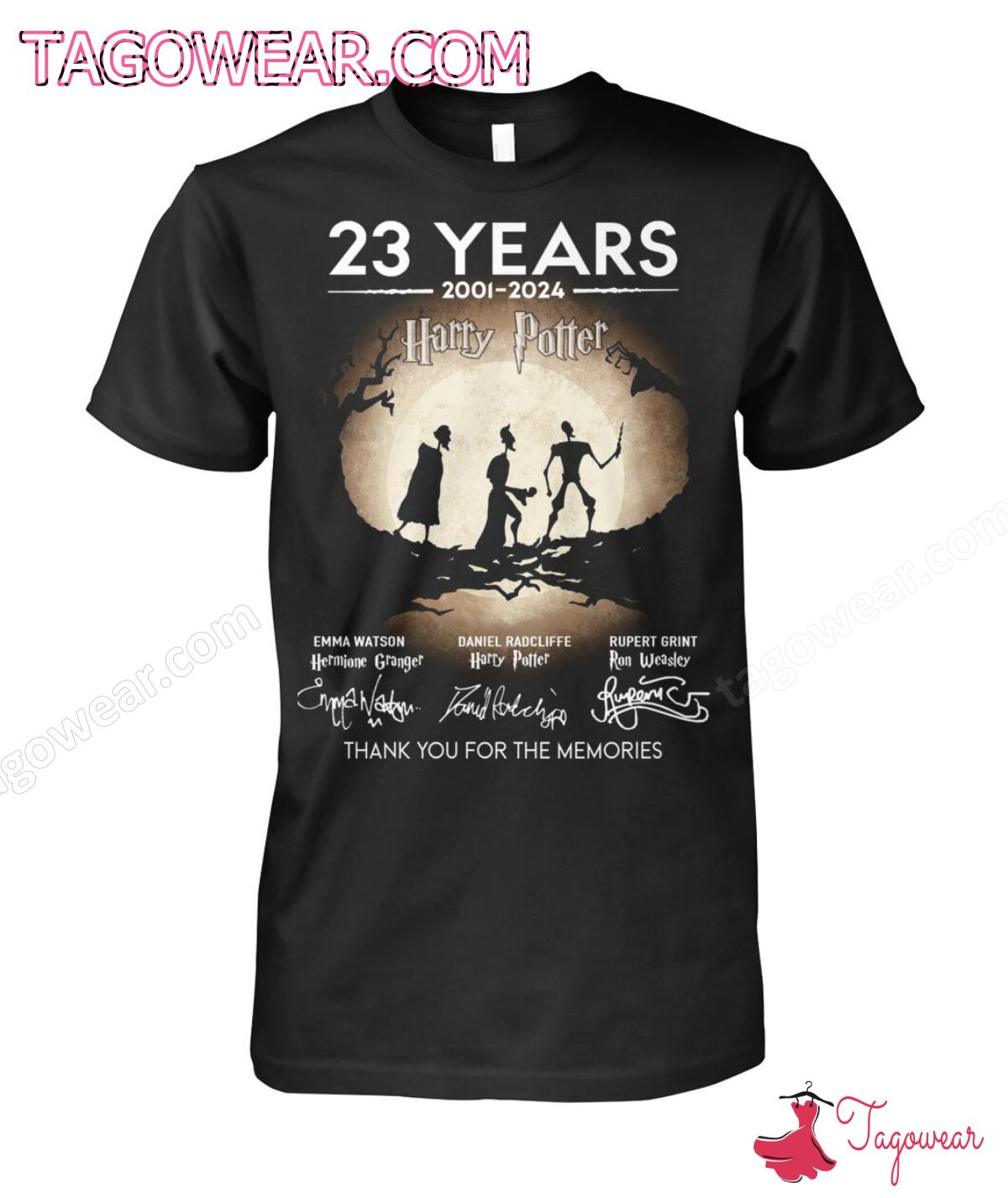 23 Years 2001-2024 Harry Potter Signatures Thank You For The Memories Shirt