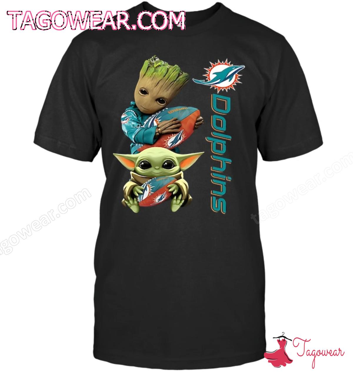 Baby Yoda And Groot Miami Dolphins Shirt