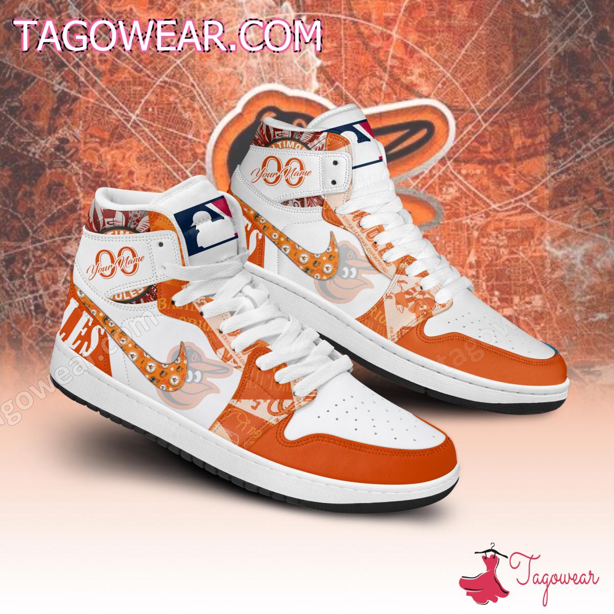 Baltimore Orioles Mlb Personalized Air Jordan High Top Shoes a