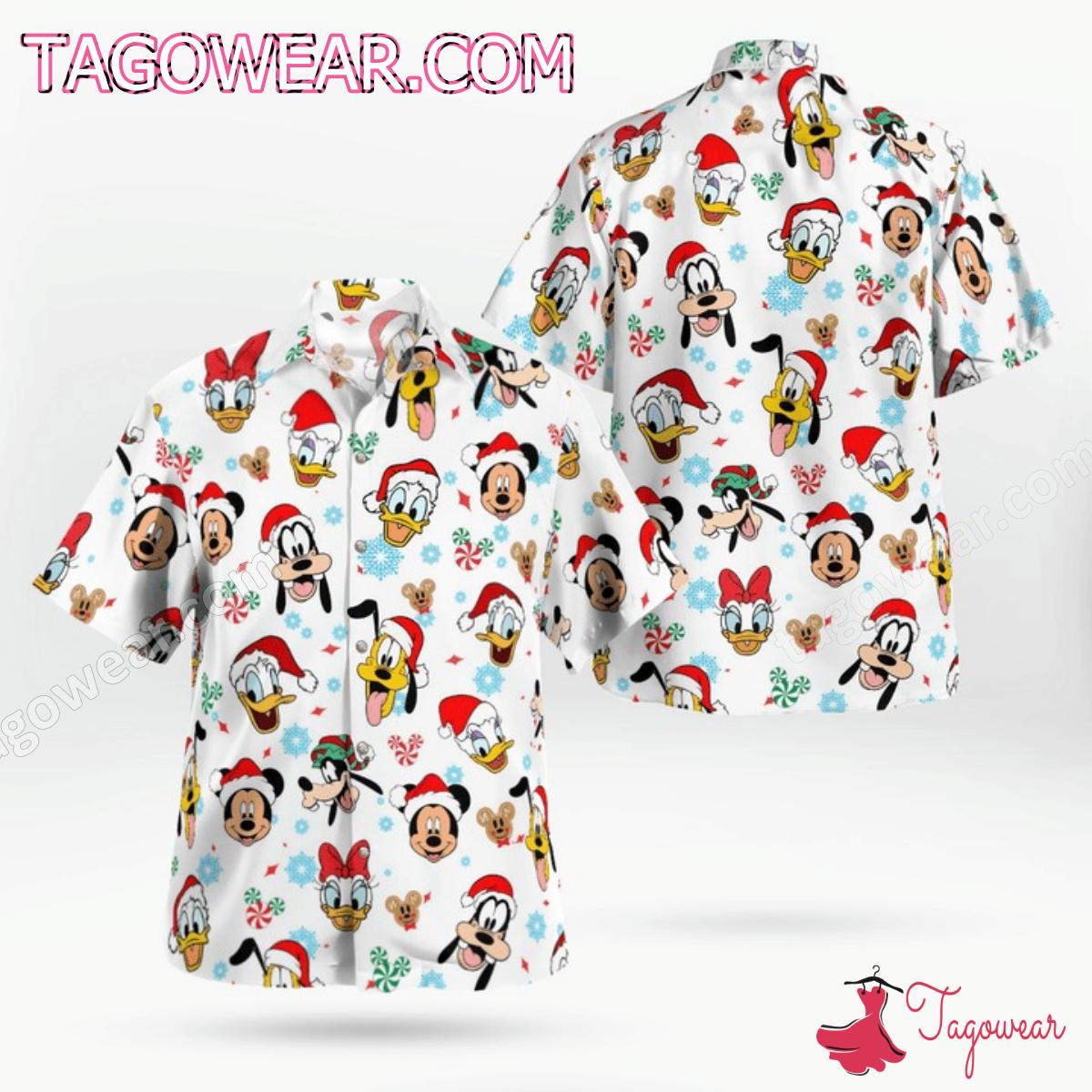Disney Cartoon Characters Head Christmas Hawaiian Shirt