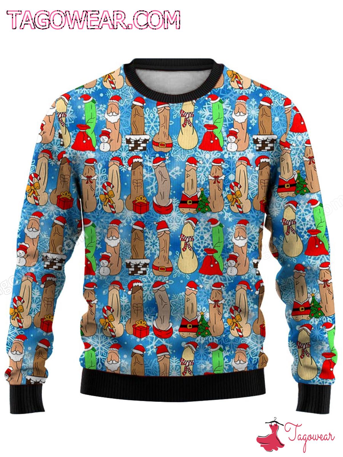 Funny Cocks Christmas Snowflake Sweater a