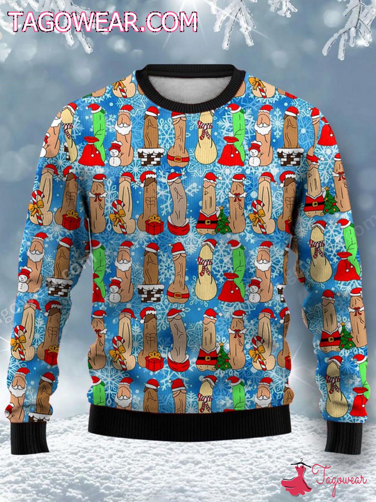 Funny Cocks Christmas Snowflake Sweater