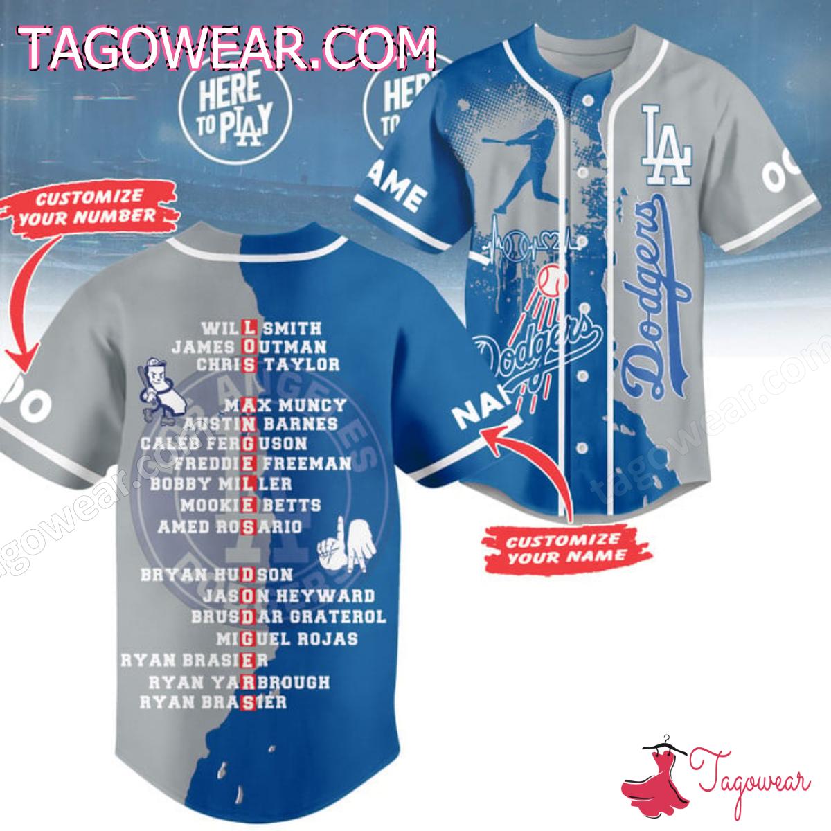 Los Angeles Dodgers Players Name Personalized Baseball Jersey