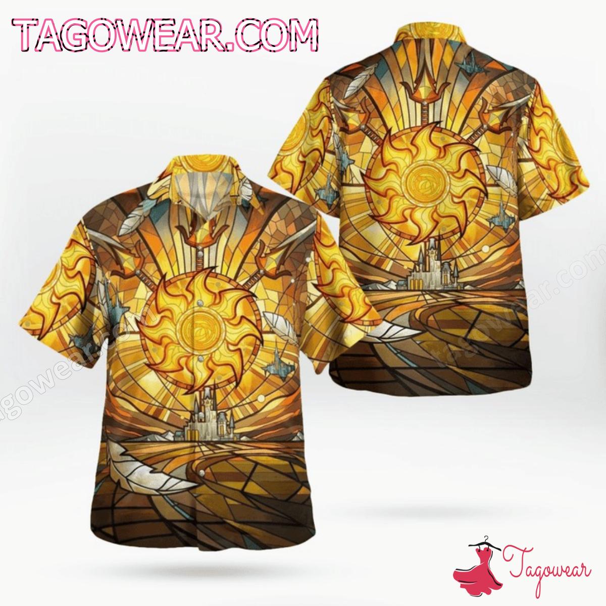 Magic The Gathering MTG Plains Stained Glass Hawaiian Shirt