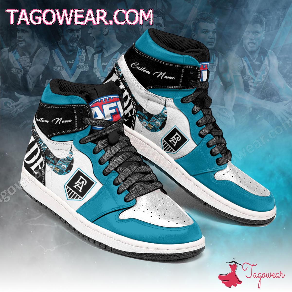 Port Adelaide Football Club Afl Personalize Air Jordan High Top Shoes a