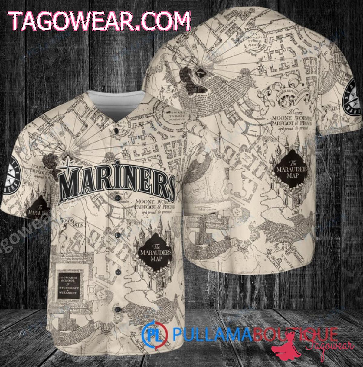 Seattle Mariners Harry Potter Marauder's Map Baseball Jersey
