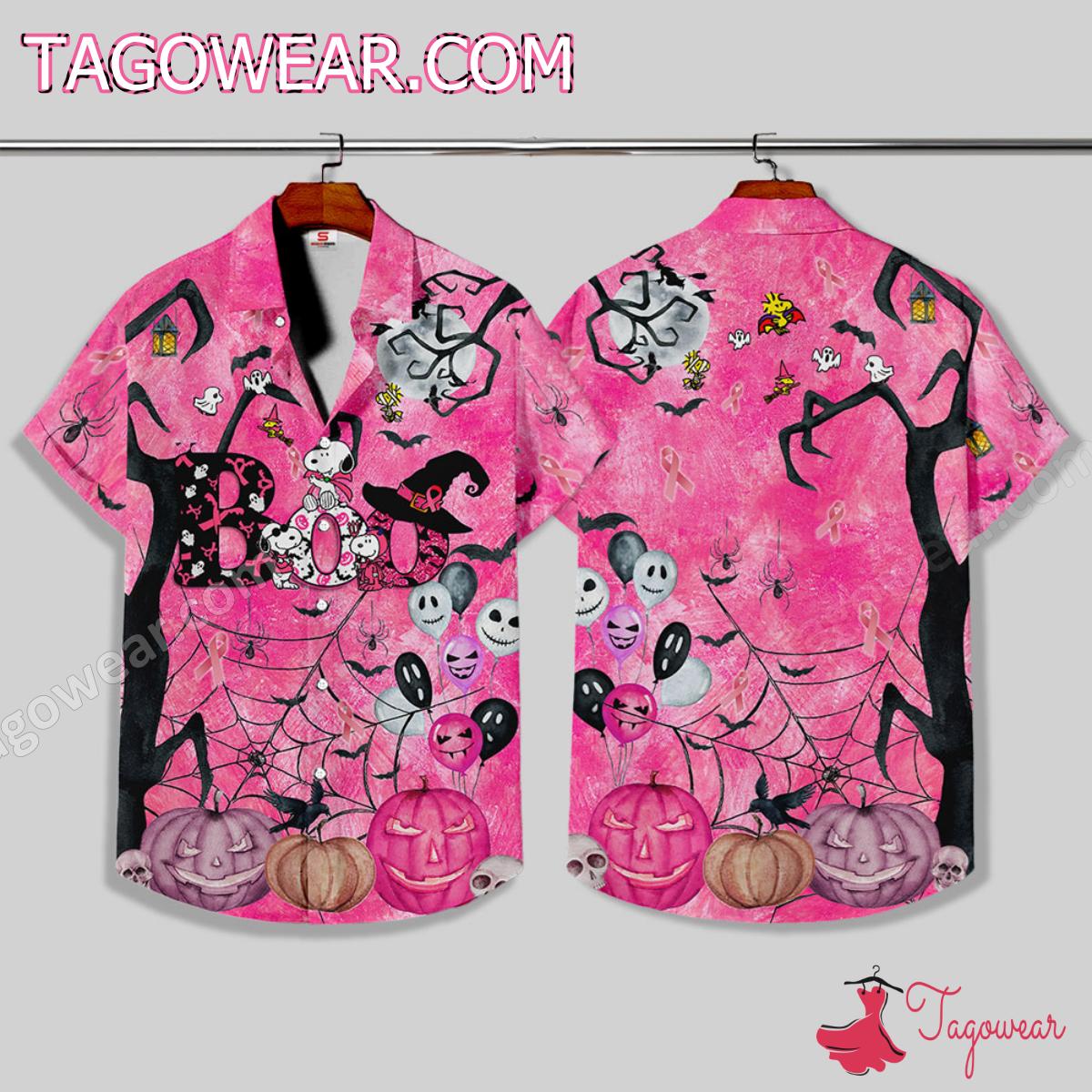 Snoopy Breast Cancer Boo Pink Halloween Hawaiian Shirt And Shorts