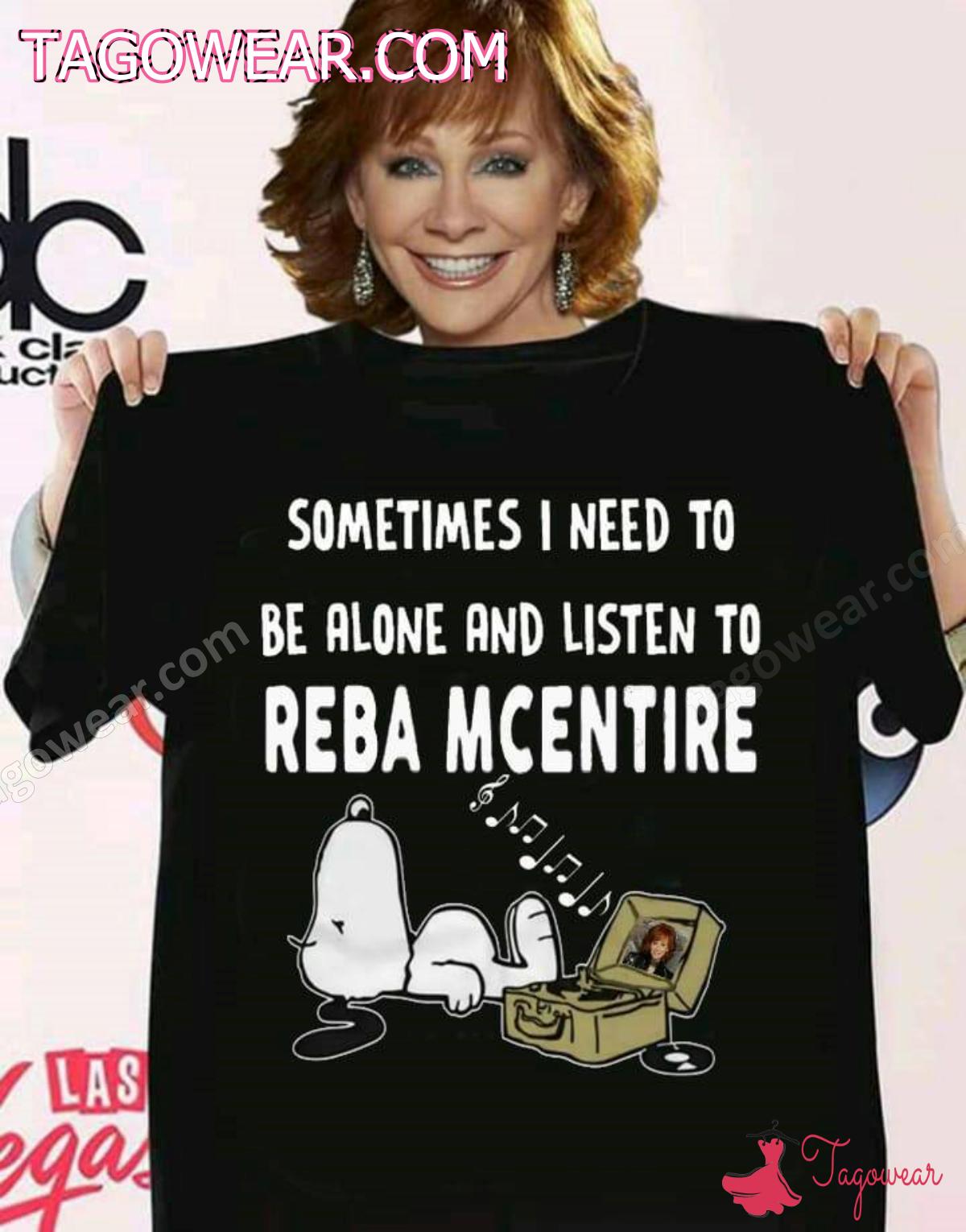 Snoopy Sometimes I Need To Be Alone And Listen To Reba Mcentire Shirt