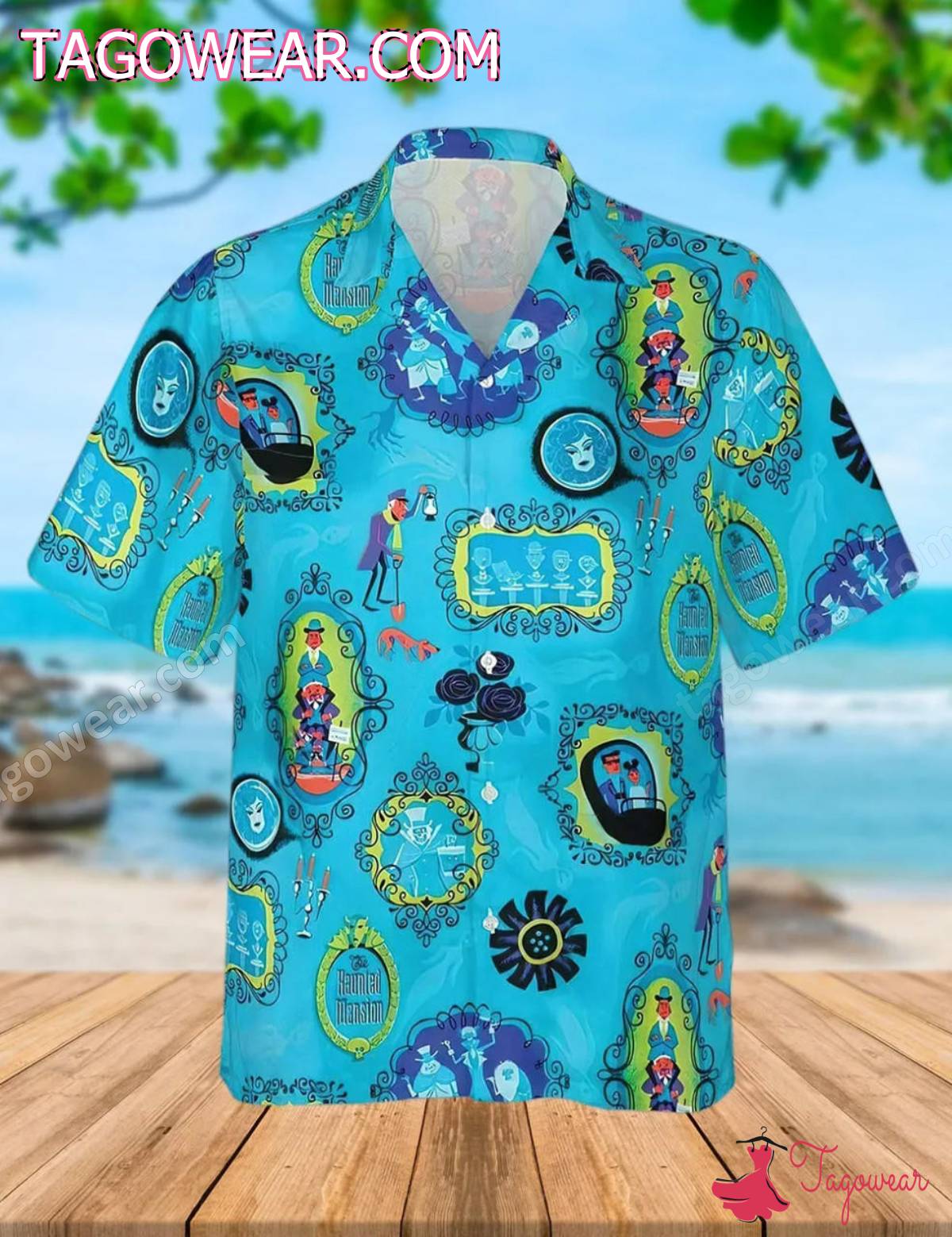 The Haunted Mansion Blue Pattern Hawaiian Shirt - Tagowear