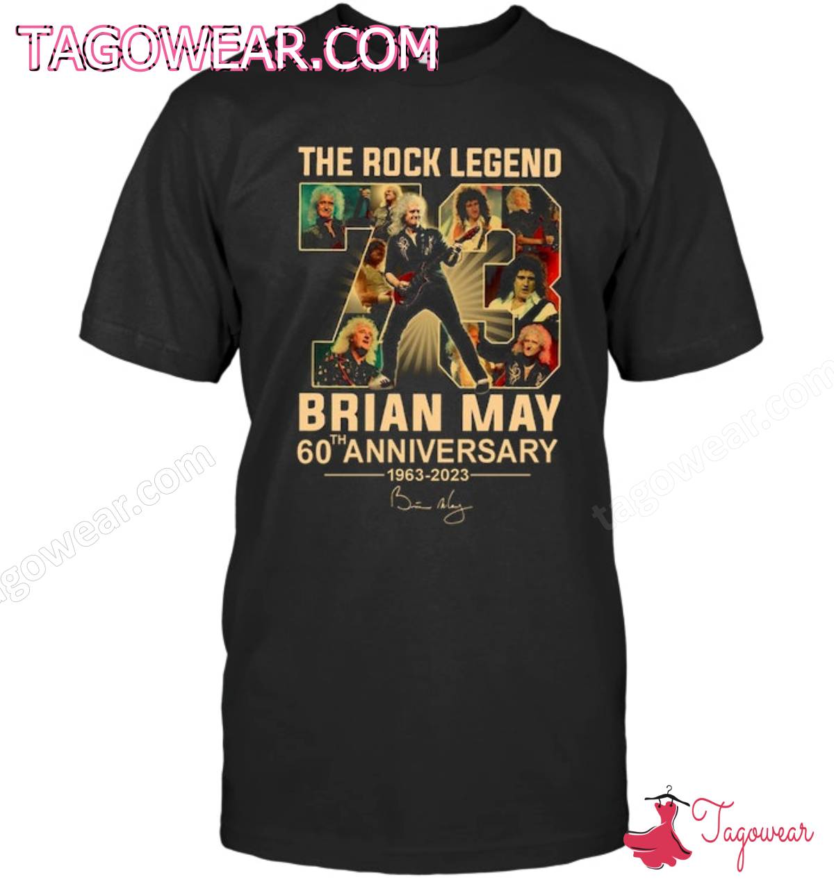 The Rock Legend Brian May 60th Anniversary 1963-2023 Signature Shirt a