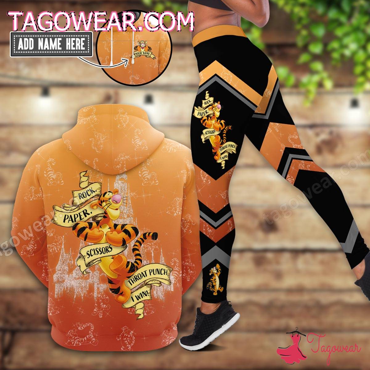 Tigger Rock Paper Scissors Throat Punch I Win Personalized Hoodie And Legging