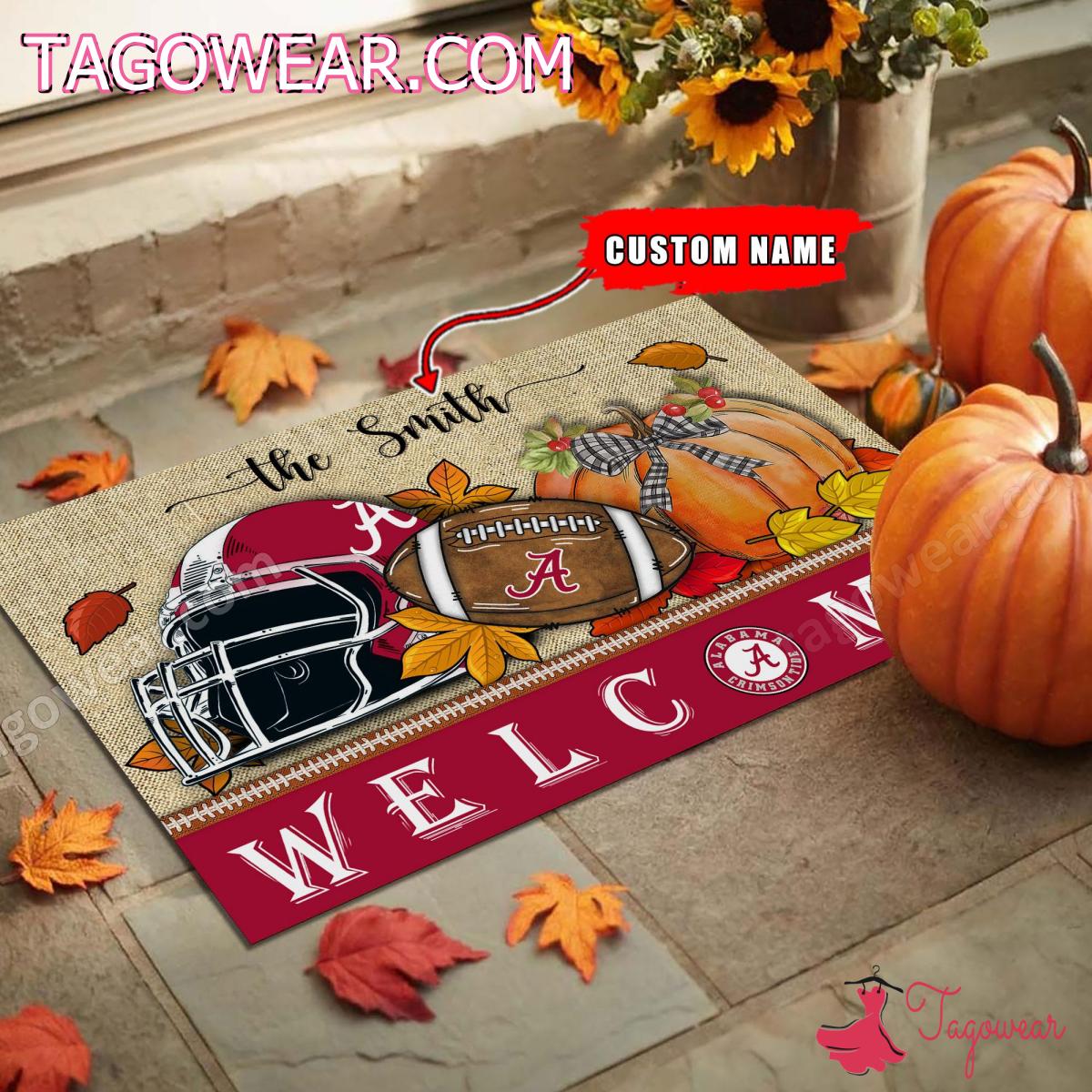 Alabama Crimson Tide Fall Welcome Personalized Doormat a
