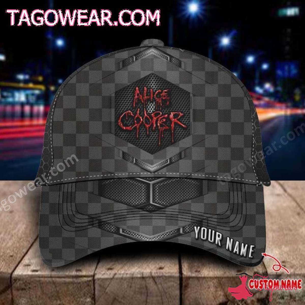 Alice Cooper Checkerboard Personalized Cap
