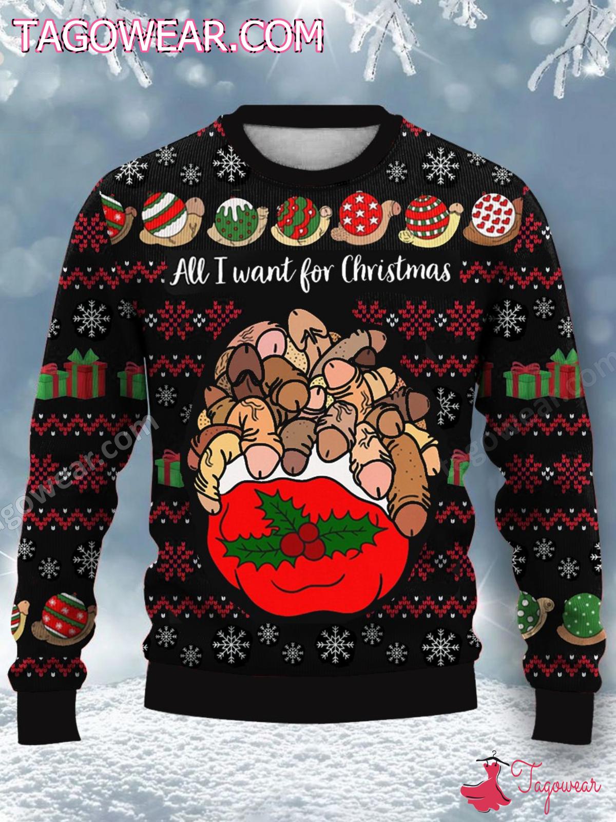 All I Want For Christmas Funny Cocks Ugly Christmas Sweater