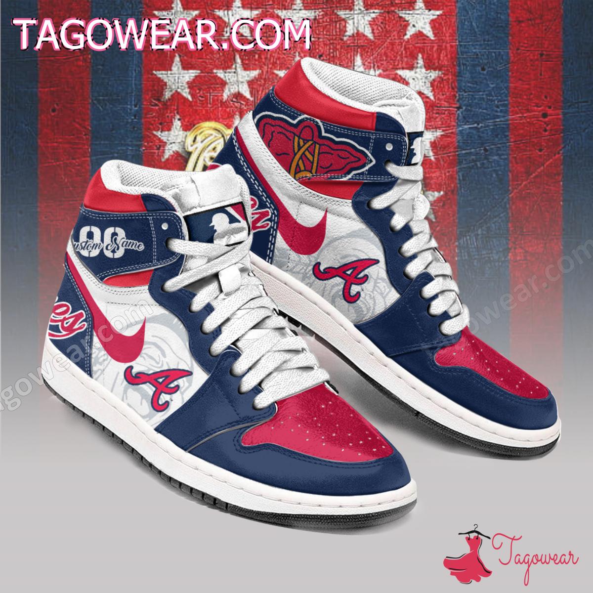 Atlanta Braves Mascot Personalized Air Jordan High Top Shoes a