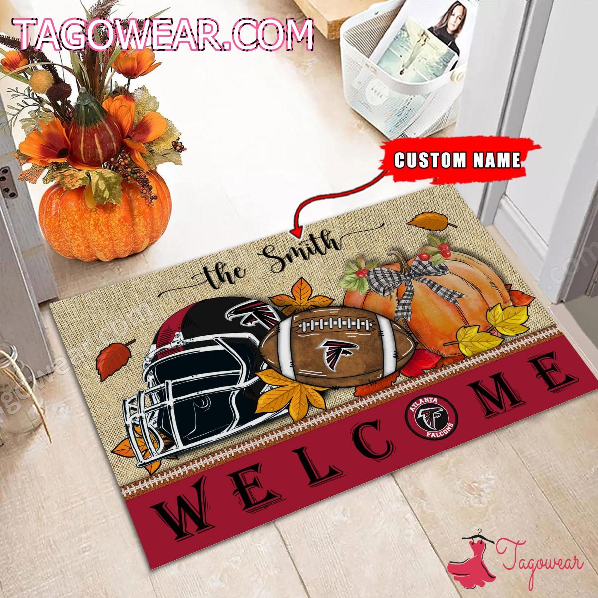 Atlanta Falcons Fall Welcome Personalized Doormat a