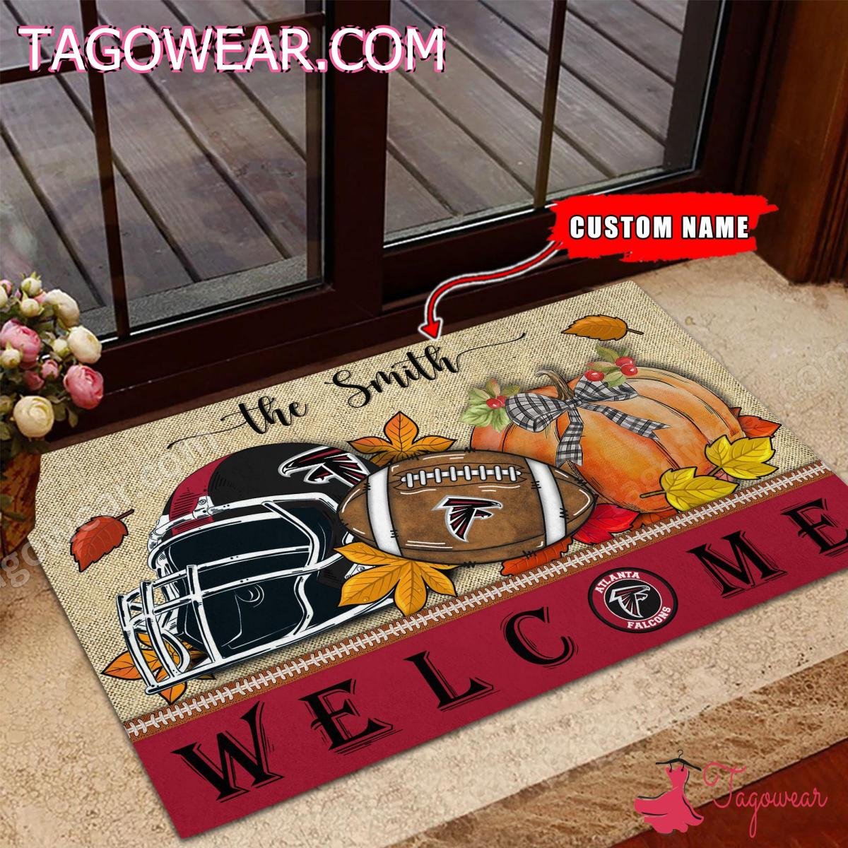 Atlanta Falcons Fall Welcome Personalized Doormat