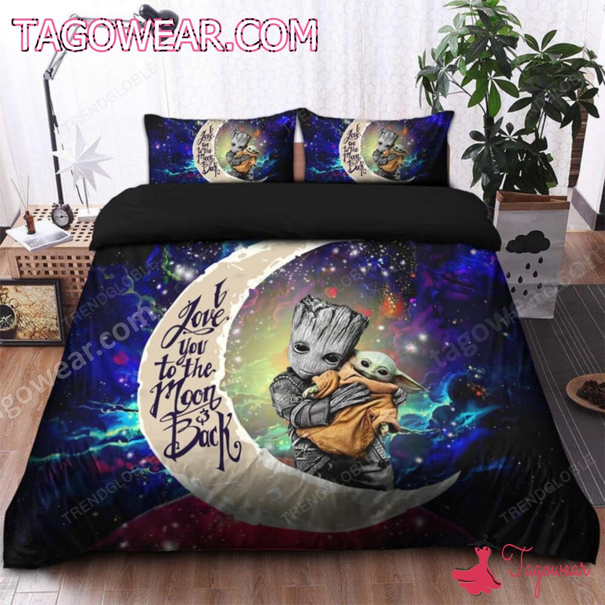 Baby Yoda And Groot I Love You To The Moon And Back Bedding Set