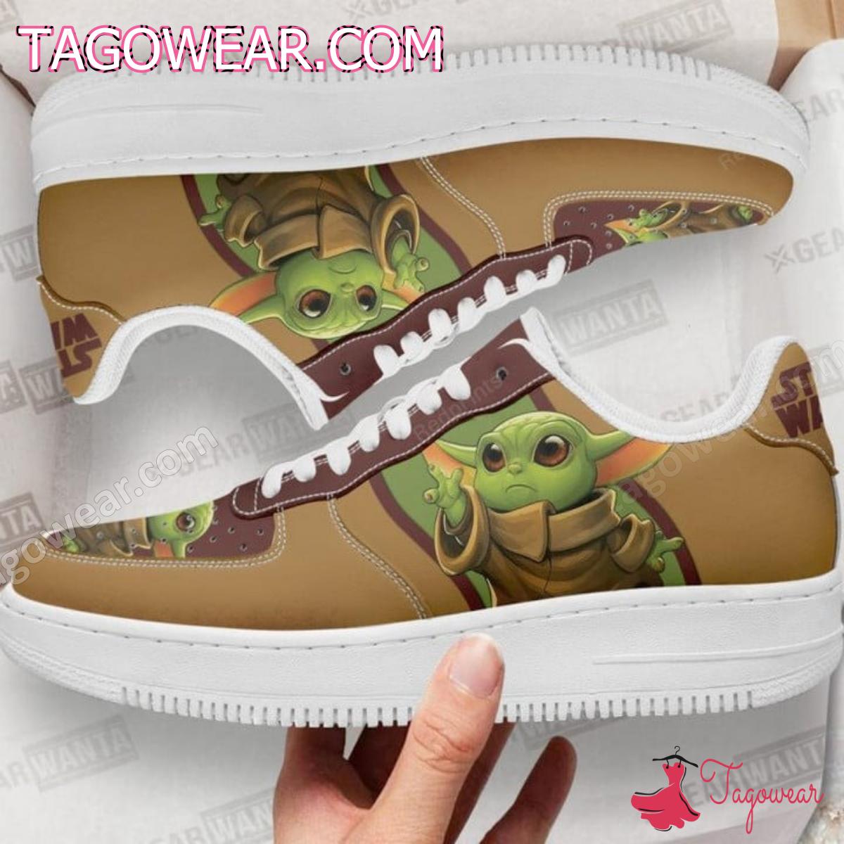 Baby Yoda Star Wars Brown Air Force Shoes a