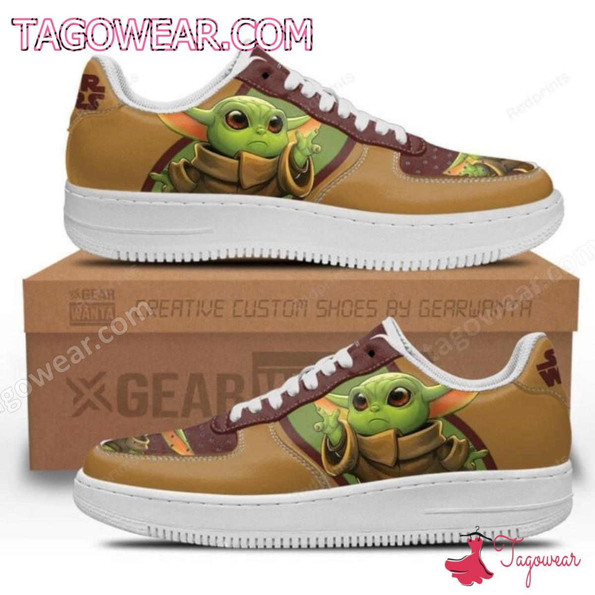 Baby Yoda Star Wars Brown Air Force Shoes