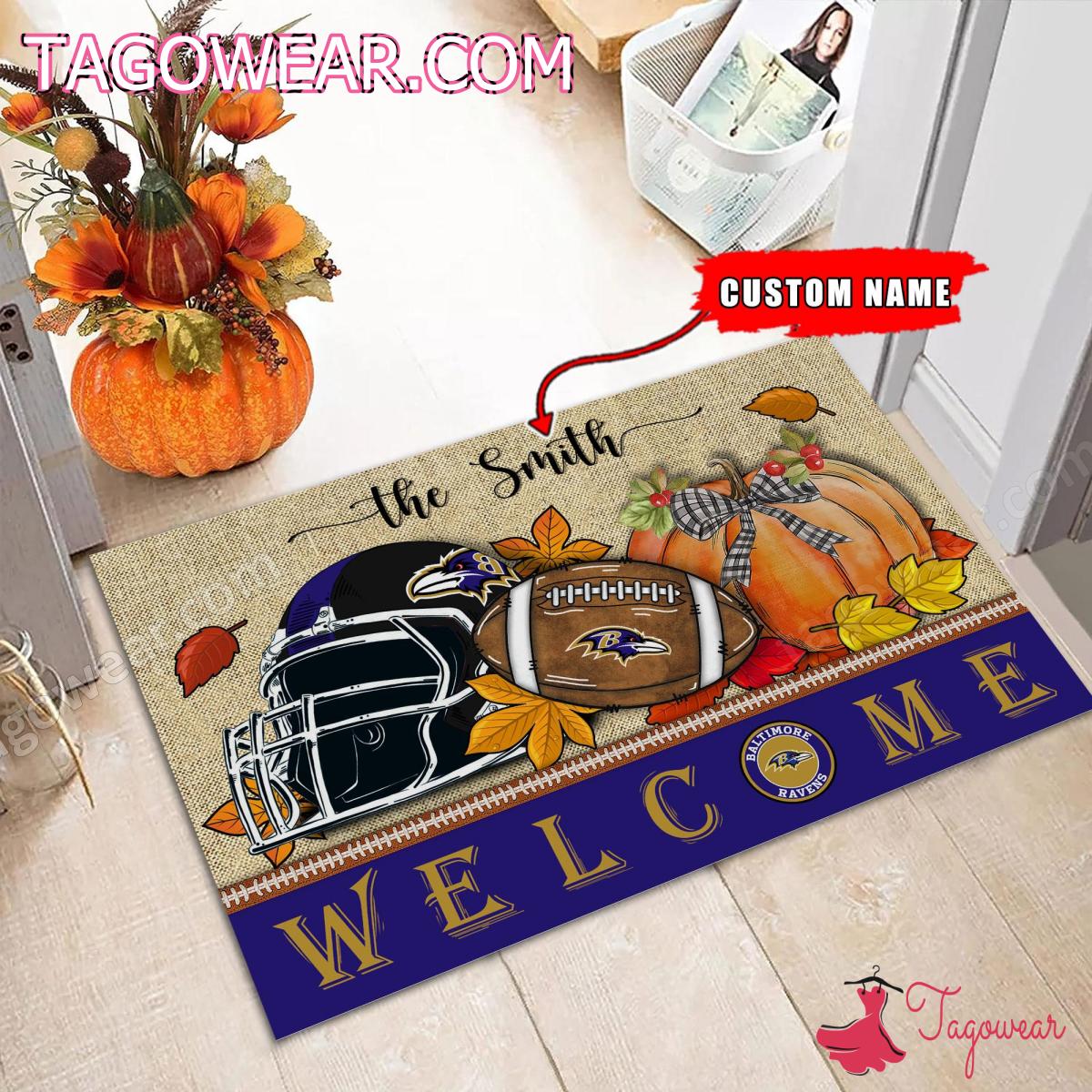 Baltimore Ravens Fall Welcome Personalized Doormat a