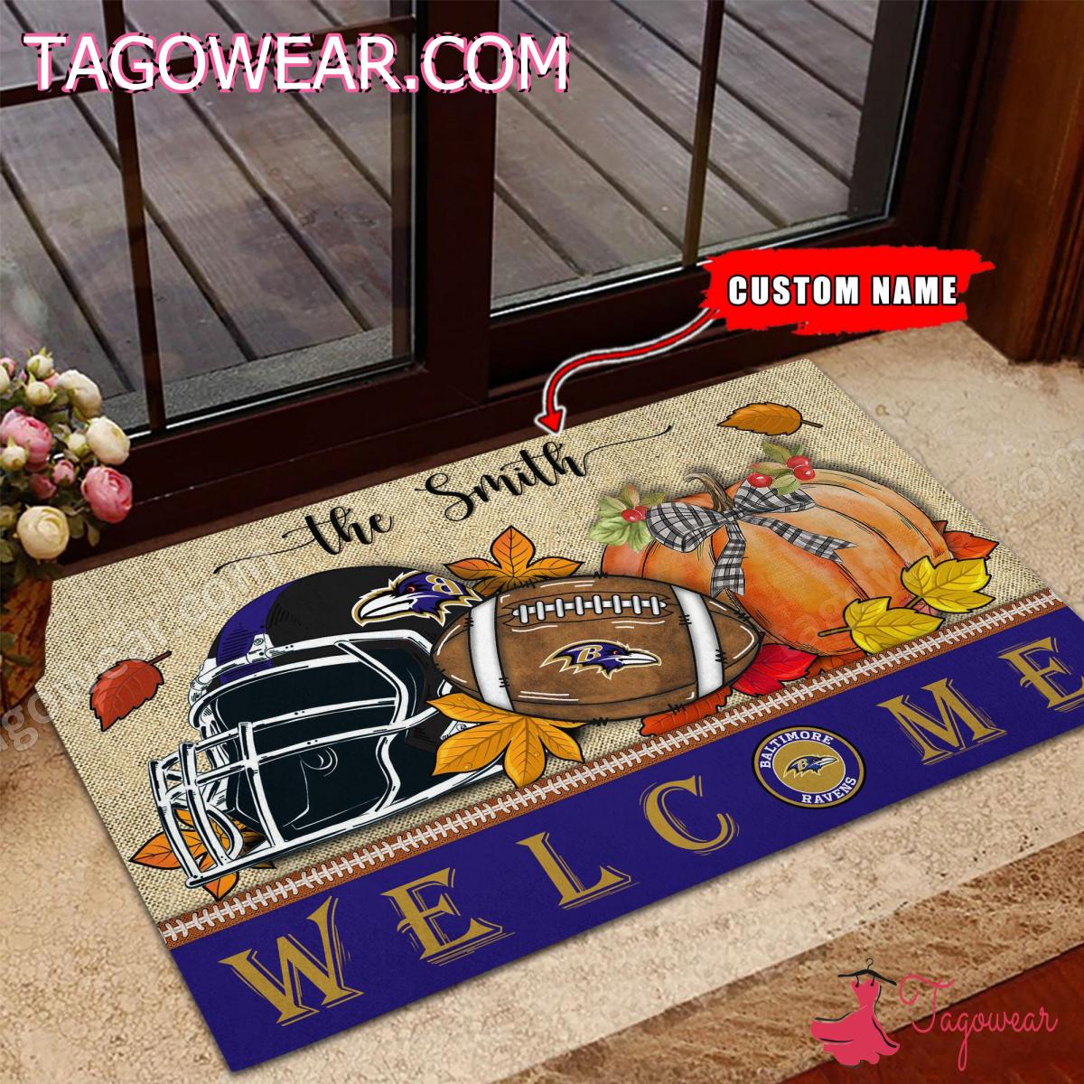 Baltimore Ravens Fall Welcome Personalized Doormat