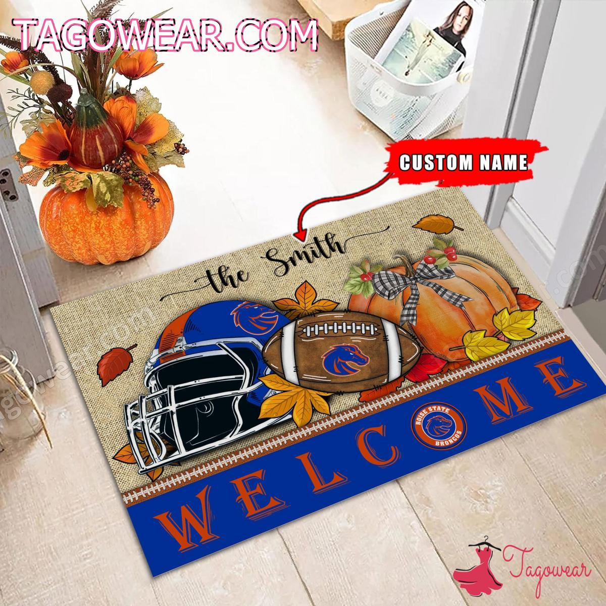 Boise State Broncos Fall Welcome Personalized Doormat a