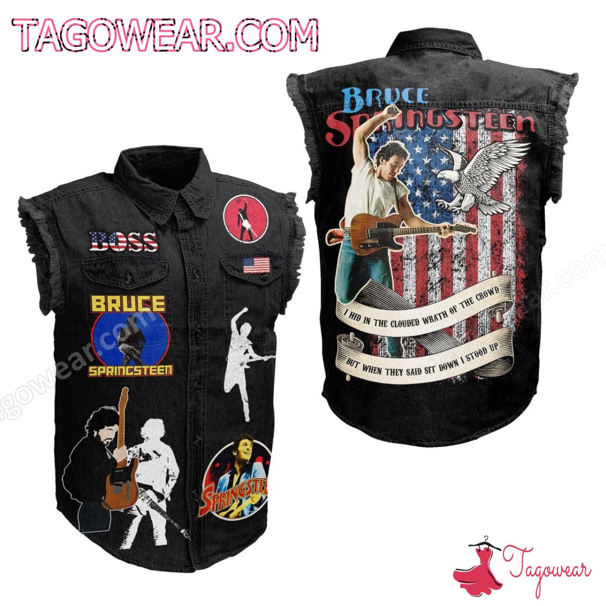 Bruce Springsteen I Hid In The Cloud Wrath Of The Crowd American Flag Denim Vest