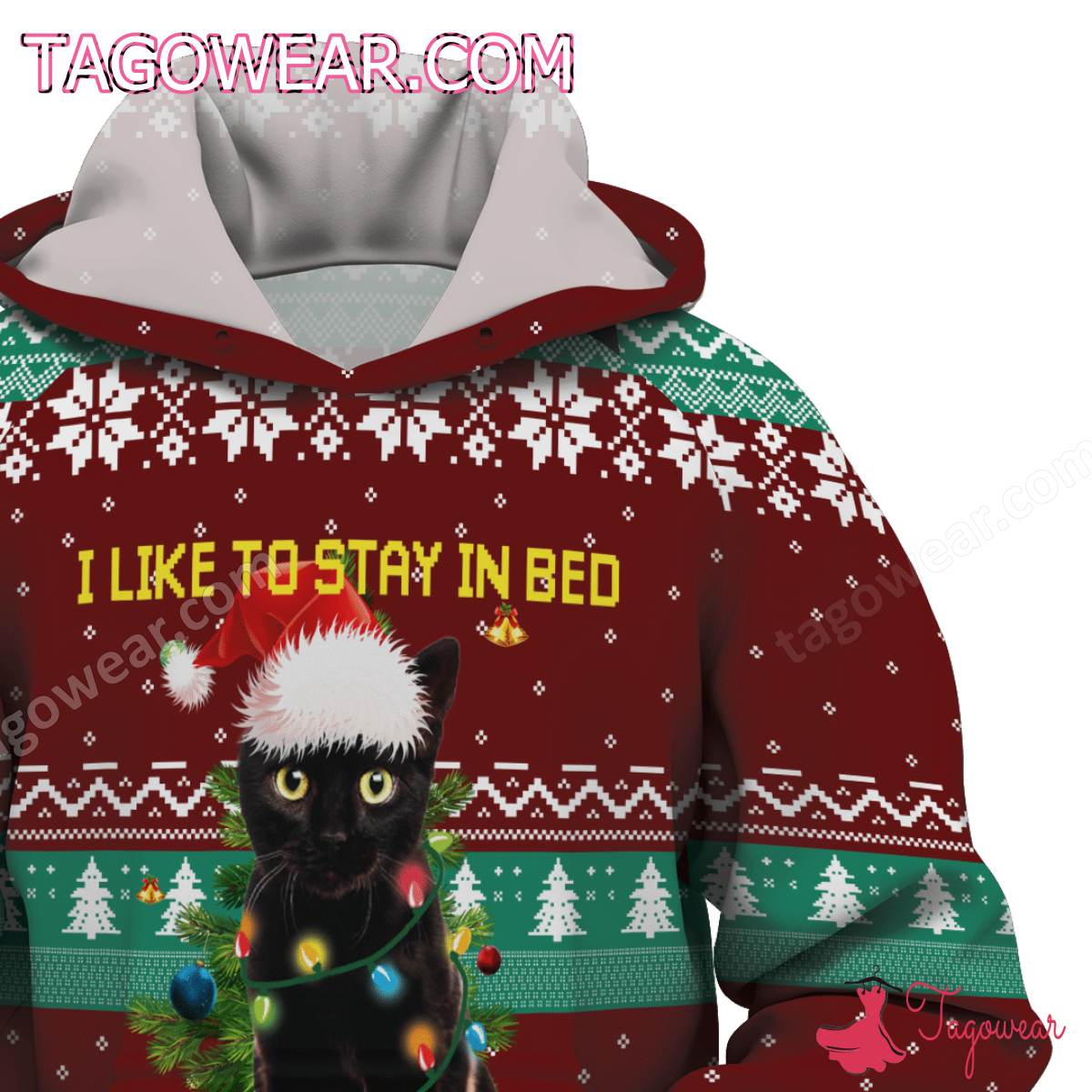 Cat I Like To Stay In Bed It's Too Peopley Outside Christmas Hoodie a