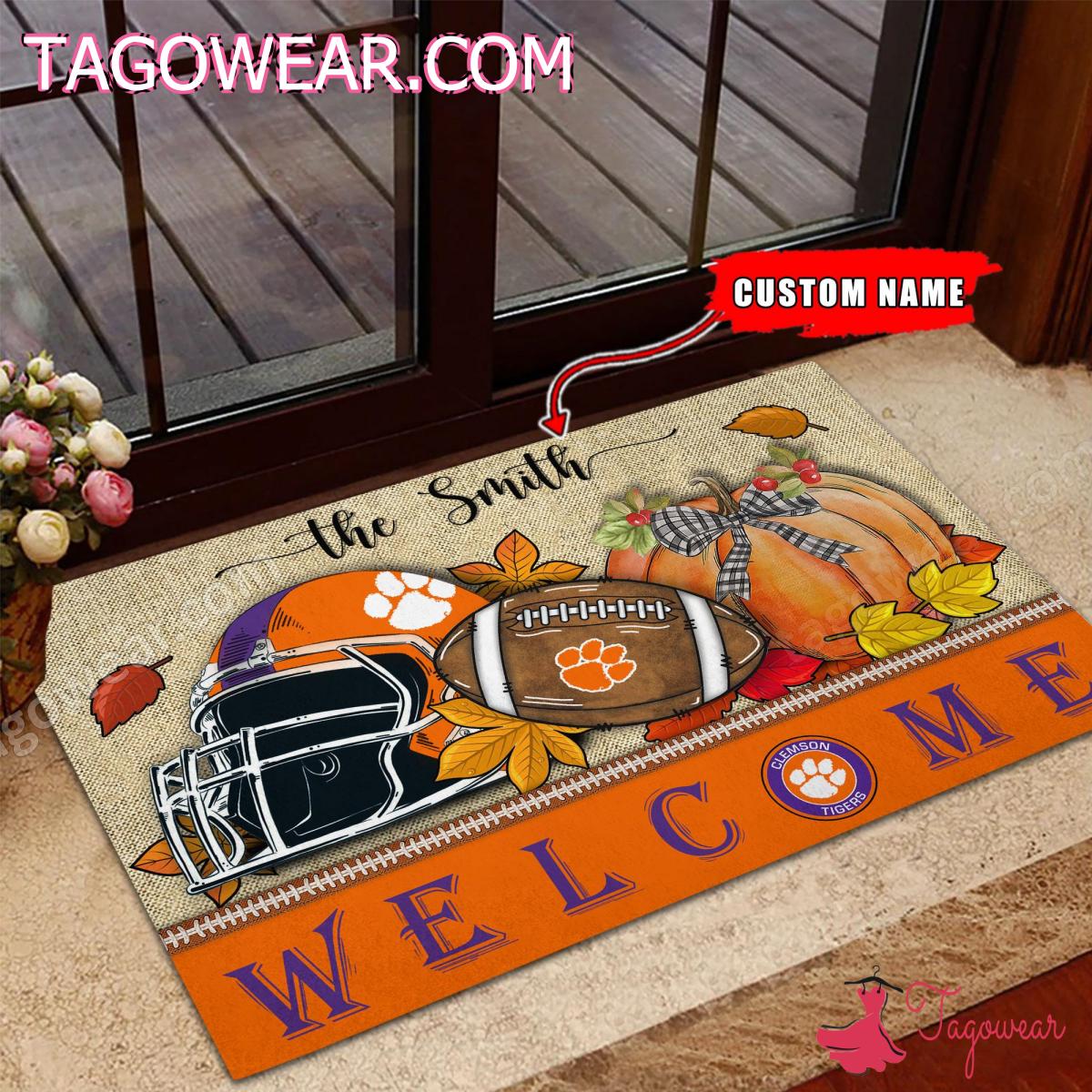 Clemson Tigers Fall Welcome Personalized Doormat